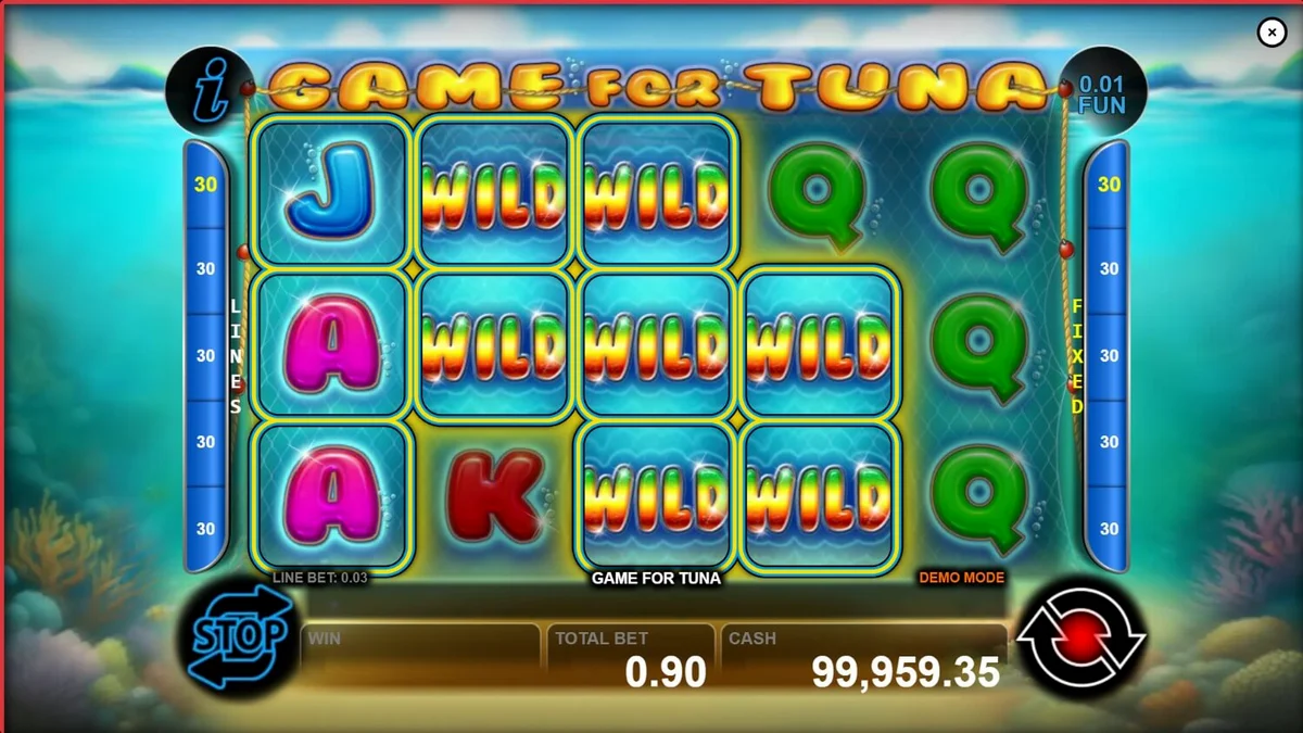 Tampilan visual slot Game For Tuna dengan latar belakang laut dalam